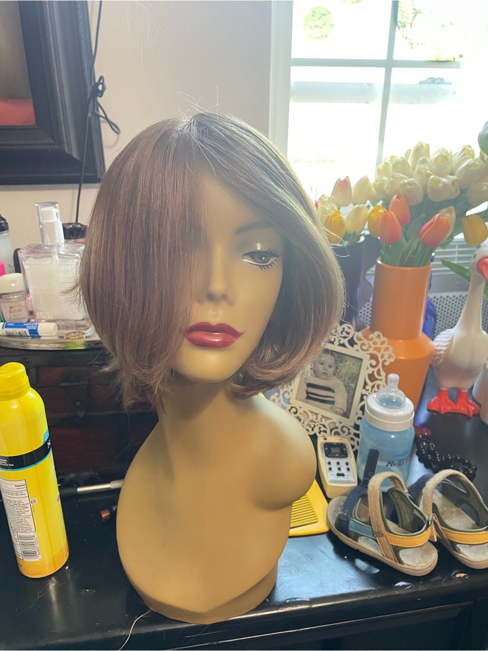 Milano Chestnut Brown Short Layered Bob Wig premium wig